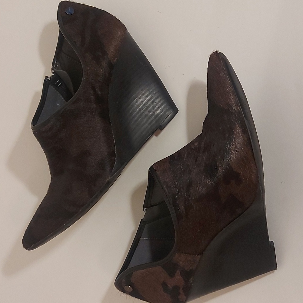 Calvin Klein animal print wedge booties